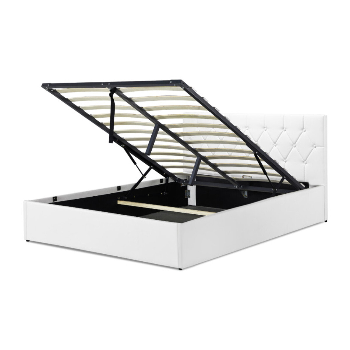 Lit coffre Hannah PVC avec sommier - Blanc