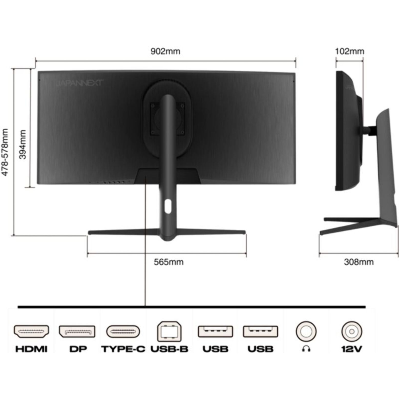 Ecran PC JAPANNEXT IPSC375UWQHDPR-H-C65W Incurvé 38''