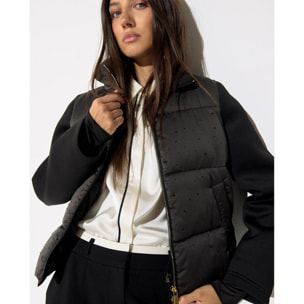 Anorak in raso tempestato di strass