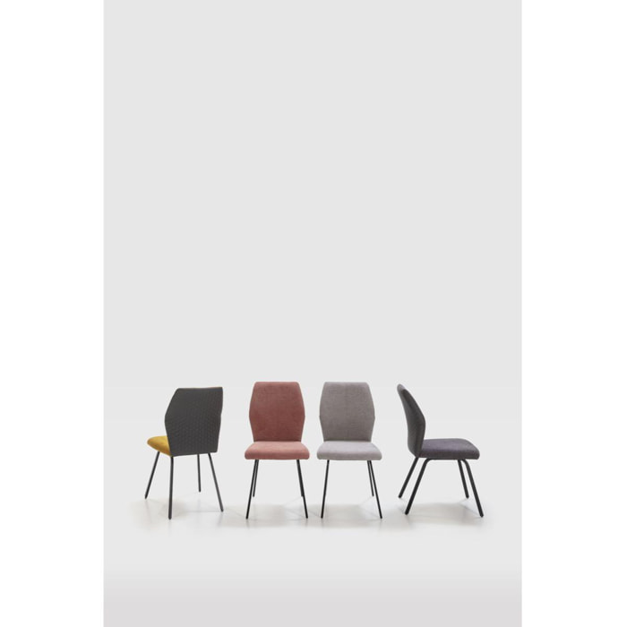 Lot de 4 chaises en tissu gris foncé et simili cuir - Garance