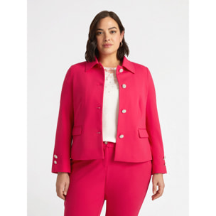 Fiorella Rubino - Giacca con colletto e bottoni gioiello - Rosso