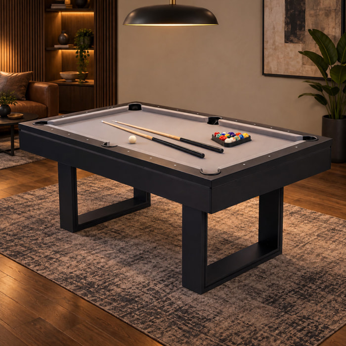Table multi-jeux 3 en 1 billard et ping-pong en bois noir ARIES