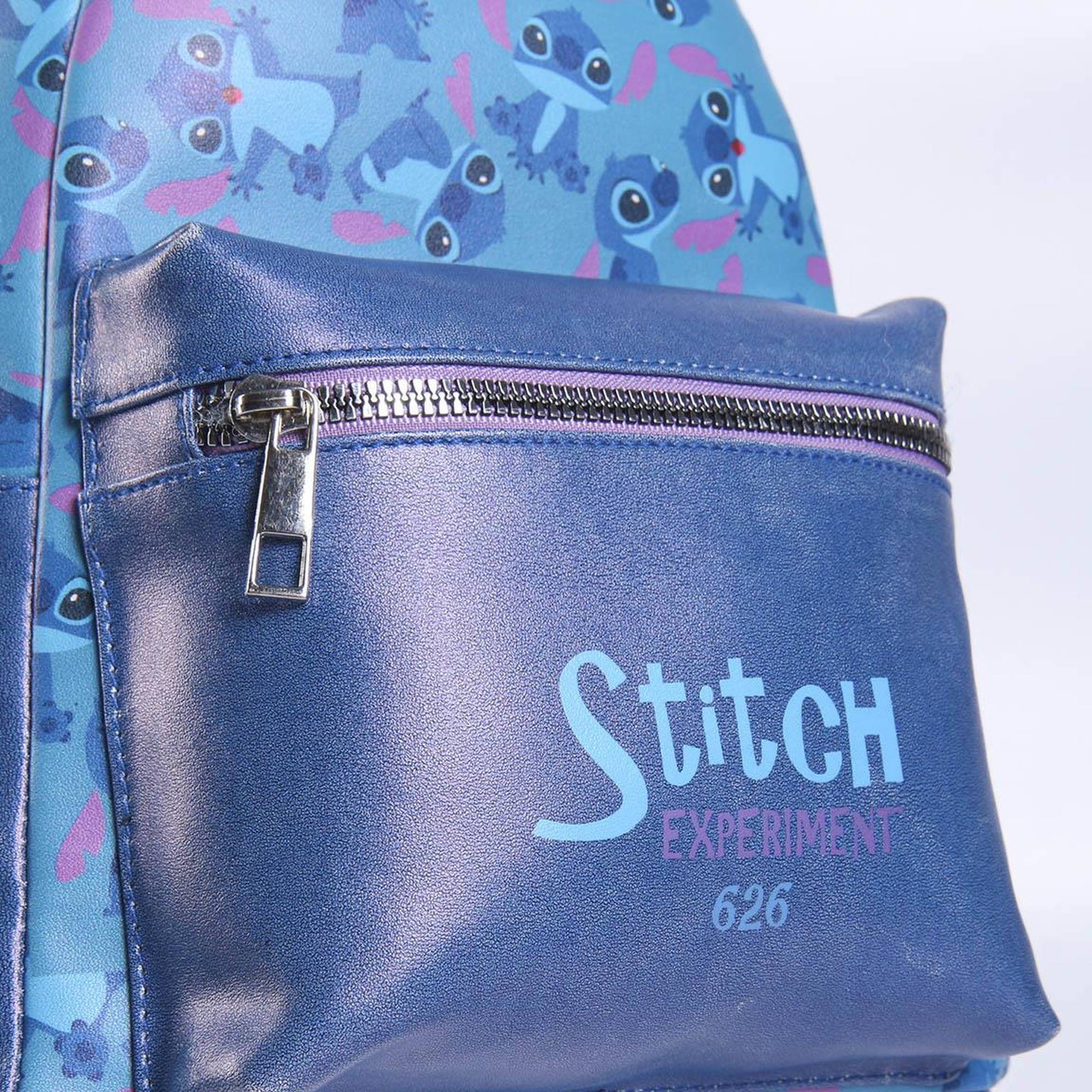 Mochila casual polipiel de stitch, azul, pequeña-mochila mini perfecta para llevar todas tus cosas ordenadas