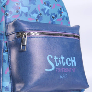 Mochila casual polipiel de stitch, azul, pequeña-mochila mini perfecta para llevar todas tus cosas ordenadas