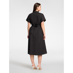 Elena Mirò - Vestido flare con cinturón - Negro