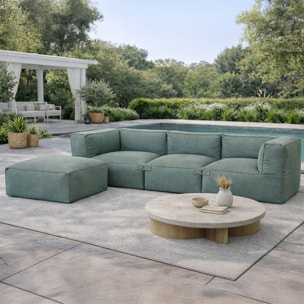 VERONE Salon de jardin modulable 4 places vert en tissu déperlant