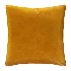 Coussin "Tropic" en velours jaune moutard et doré 40x40 cm