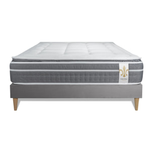 Ensemble Matelas Trente PLUS - 30cm - Hybride - Effet nuage avec surmatelas intégré - Sommier kit Gris