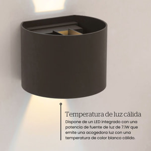 Axis Round aplique exterior en forma oval con led en blanco cálido 3000K en color gris urbano