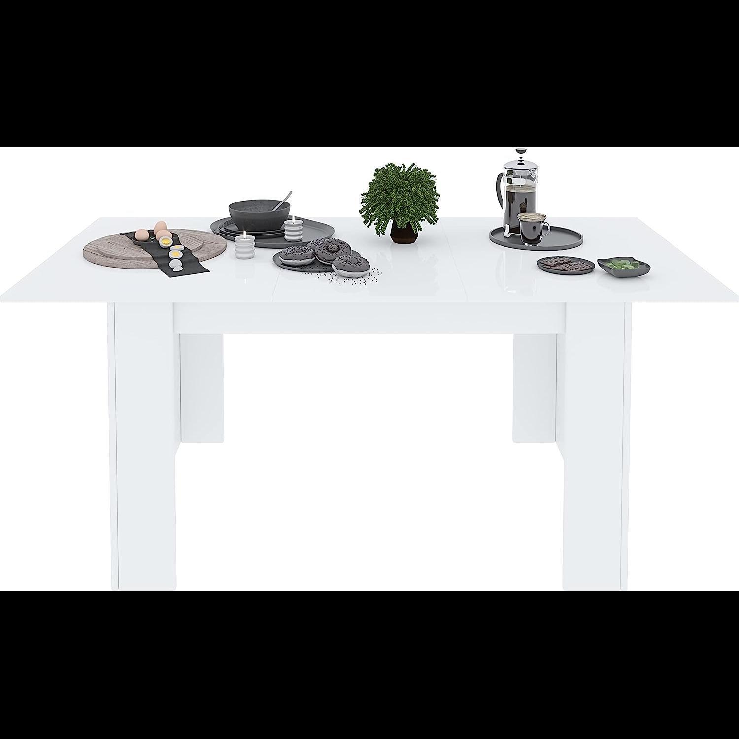 Tavolo da Pranzo Allungabile Estensibile Fino a 190 cm Tavolino Per 6 Persone Salotto Soggiorno Salone Design Moderno 190 x 78 x 90 cm Bianco