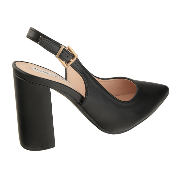 Dècolletè slingback con tacco alto quadrato