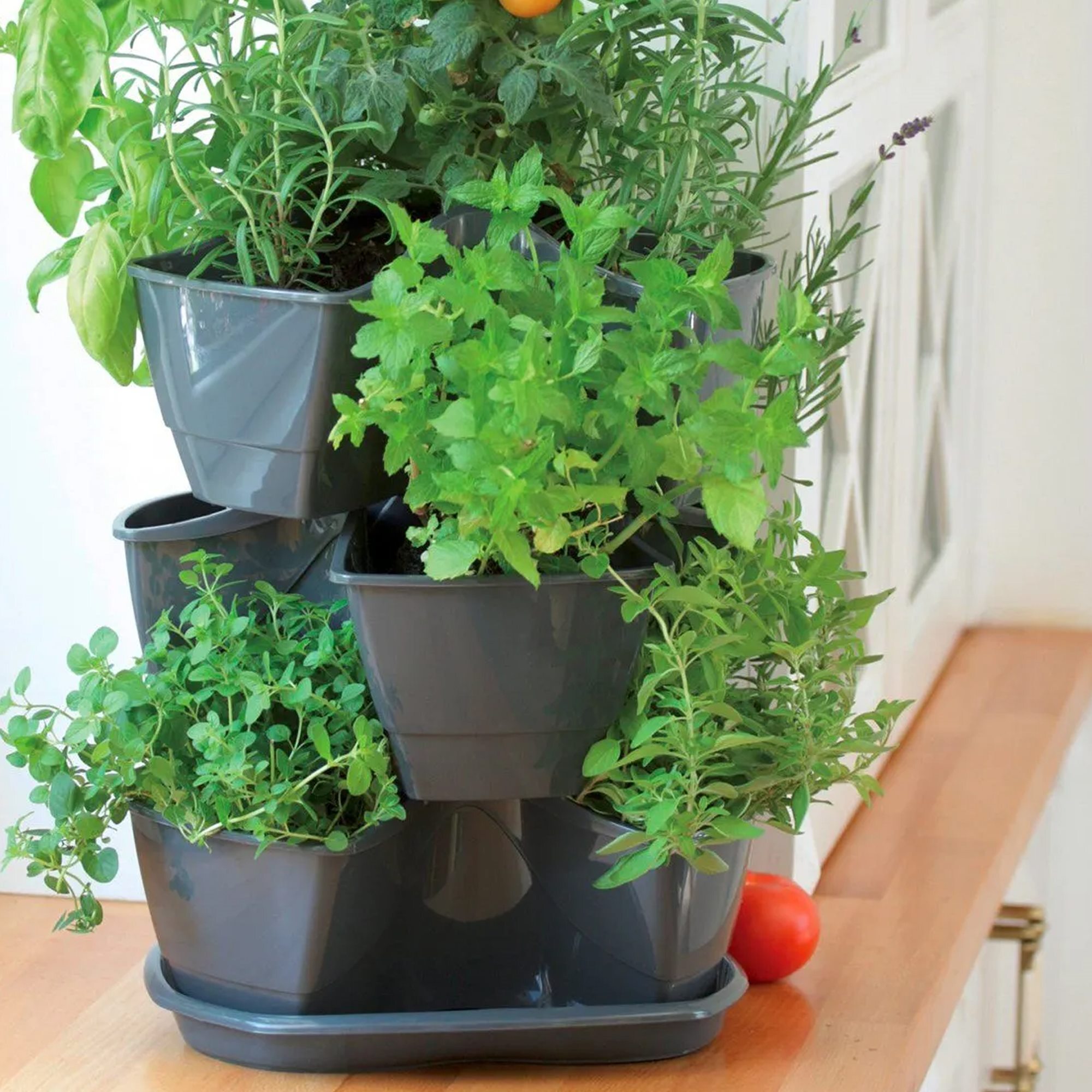 Jardín vertical colgante coubi herbal 9l., dimensiones (mm) 295x295x880, color grafito