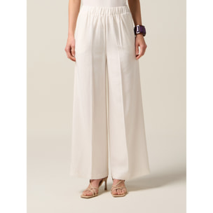 Oltre - Pantalones palazzo mezcla de lino - Blanco
