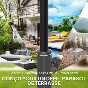 Pied de parasol base de lestage parasol demi-cercle 49 x 31x 33 cm poids net 9 Kg résine métal noir