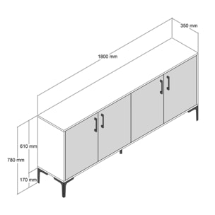 Buffet 180 cm style industriel LERKA