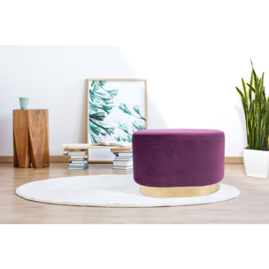 Pouf ovale Nano in velluto blu con base dorata