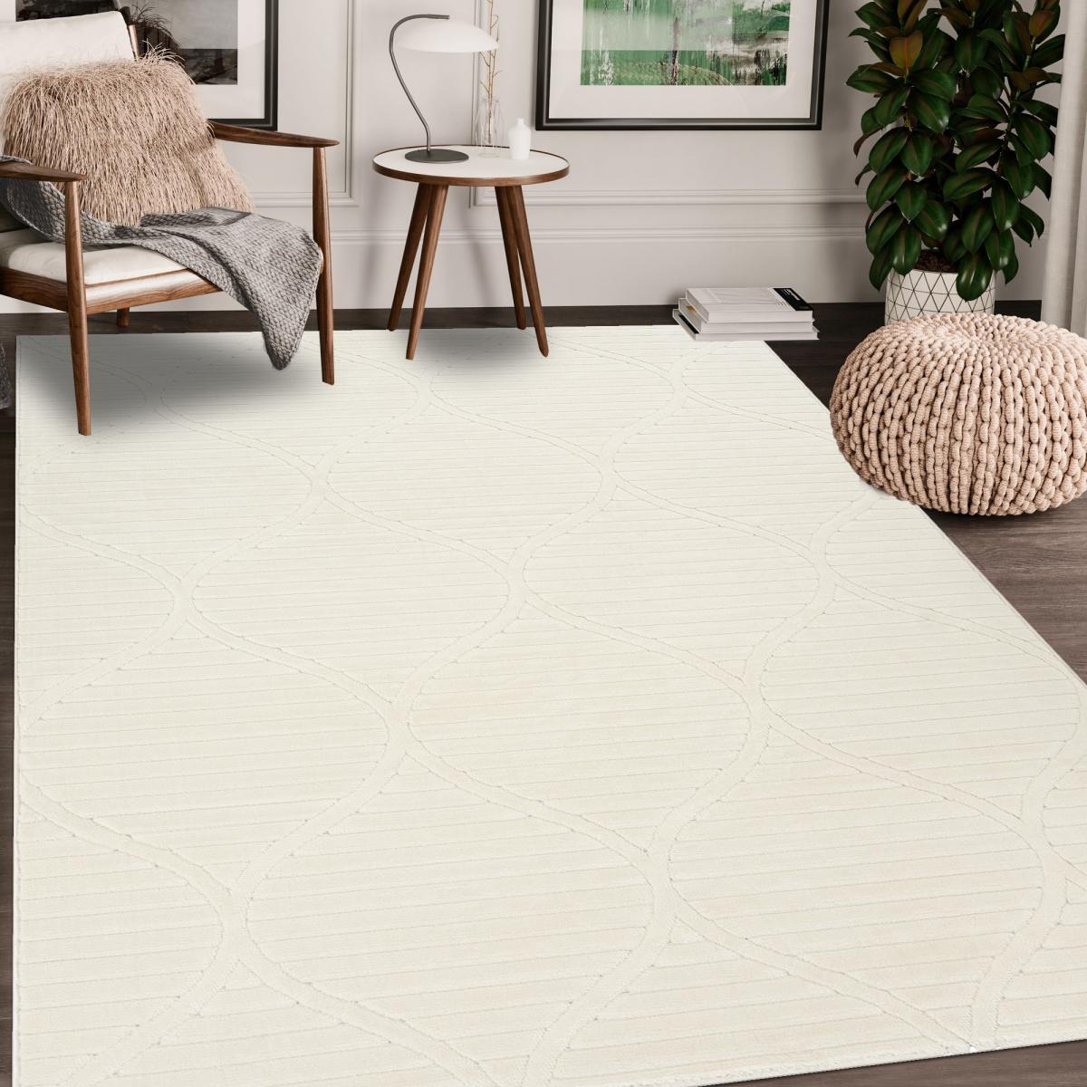 Grand tapis intérieur extérieur en relief ton sur ton TIHE