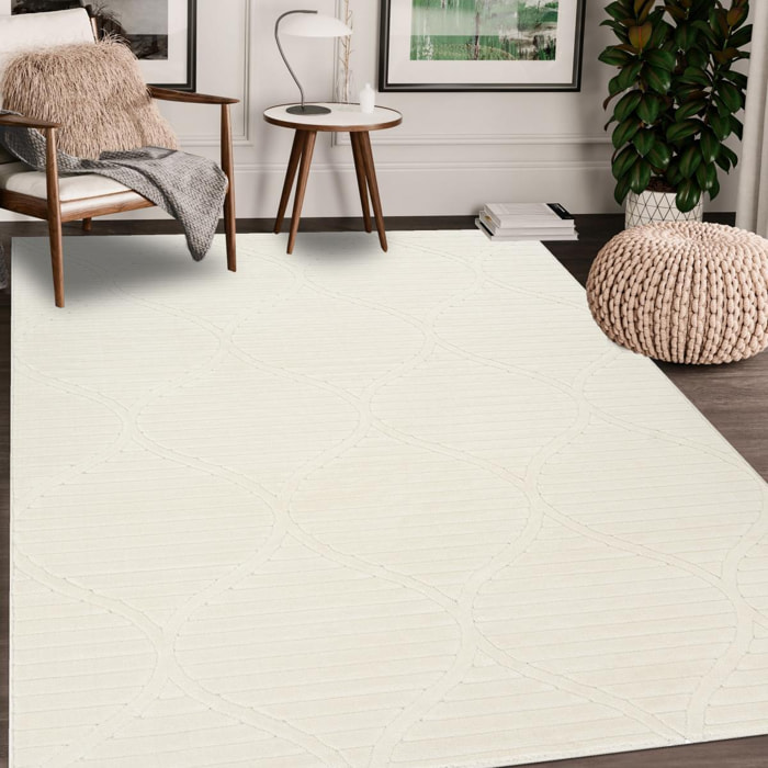 Grand tapis intérieur extérieur en relief ton sur ton TIHE