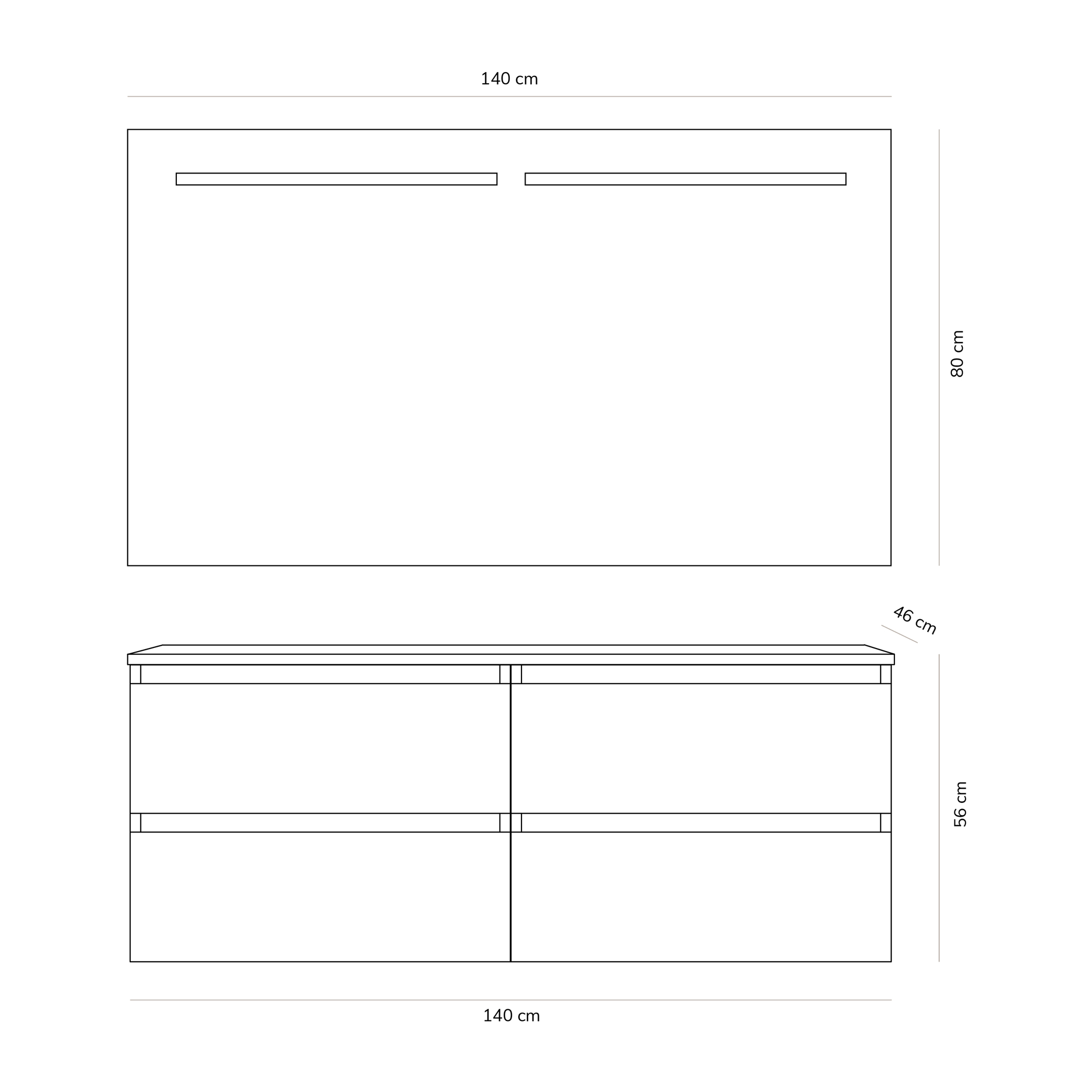 Ensemble de salle de bain PERTH Aday; 140cm, Nato