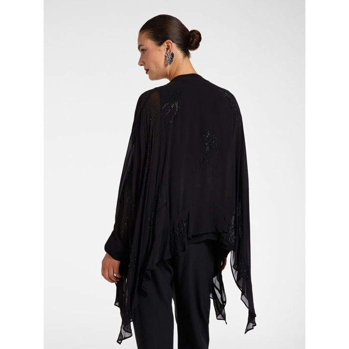 Elena Mirò - Blusa in georgette con paillettes - Nero