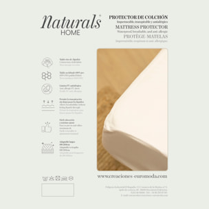 Naturals - Protector de colchón - Ajustable - 100% Algodón - Jersey - Impermeable - Naturals