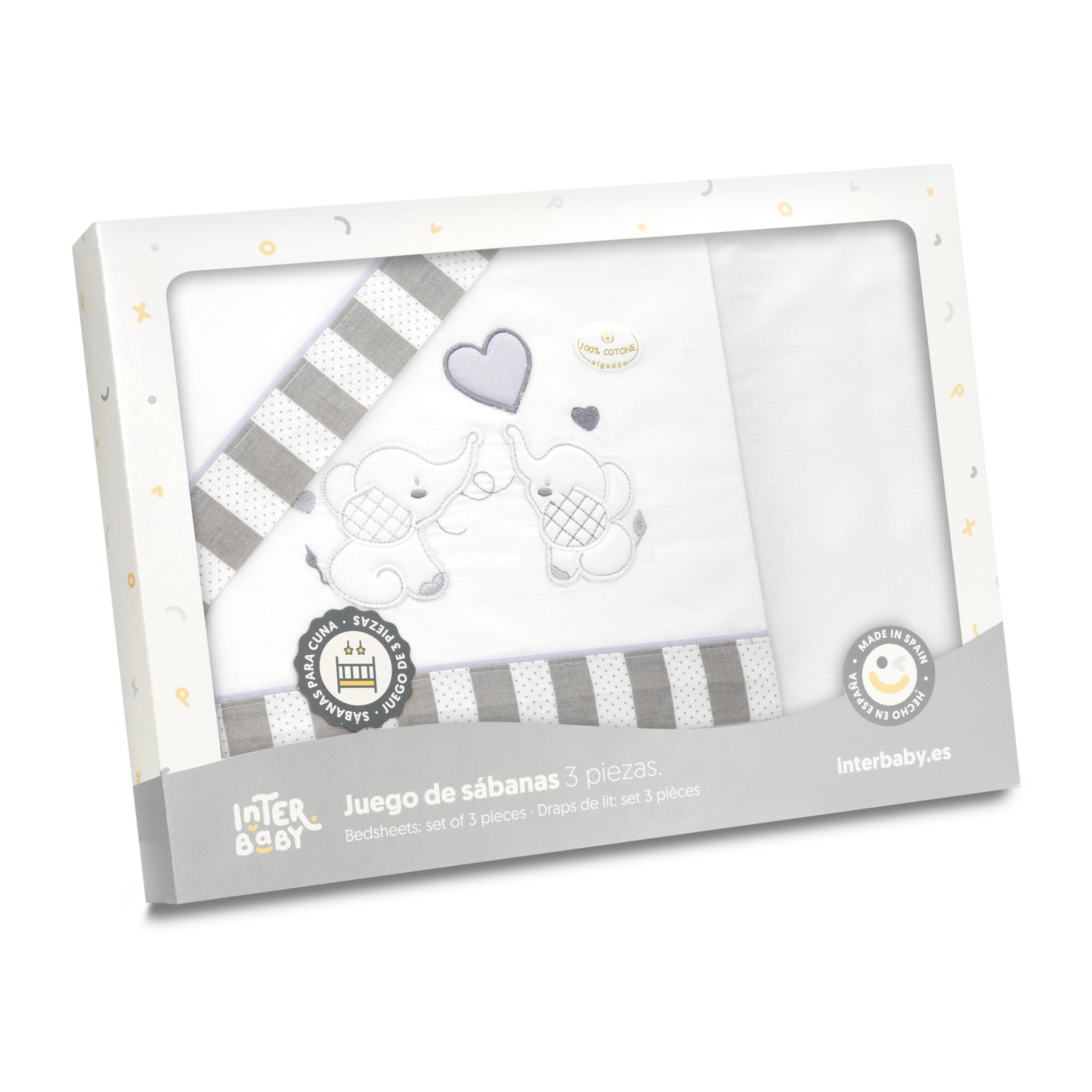 Triptico Coche Parejita Elefante Bco/Gris