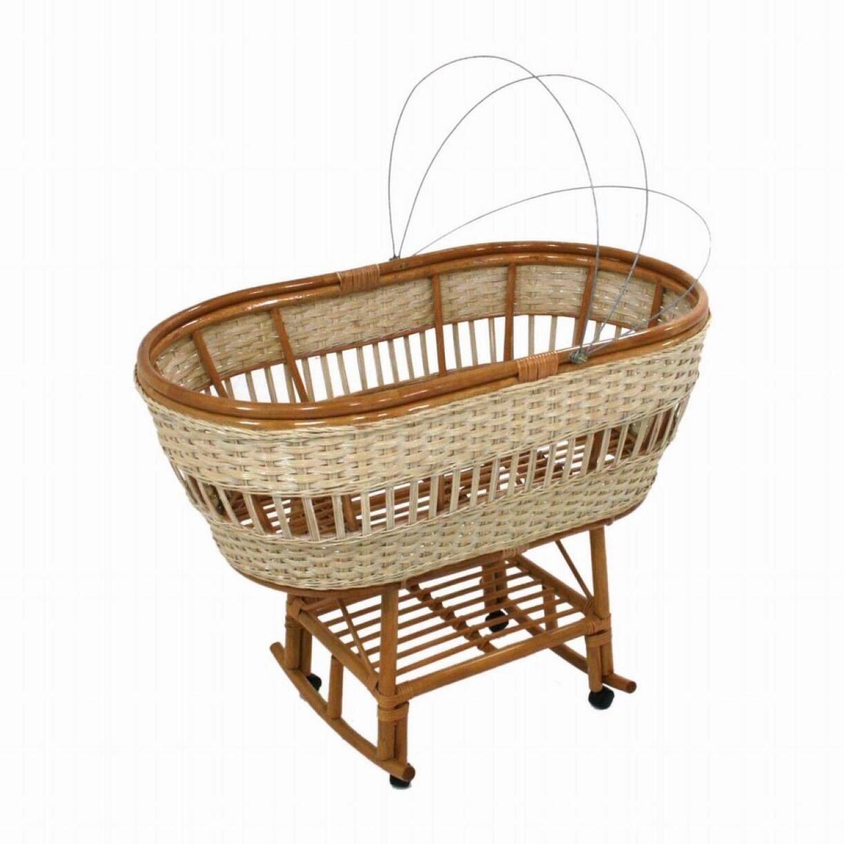 Culla "Morgana" naturalemiele cm100x58 con dondolo e ruote