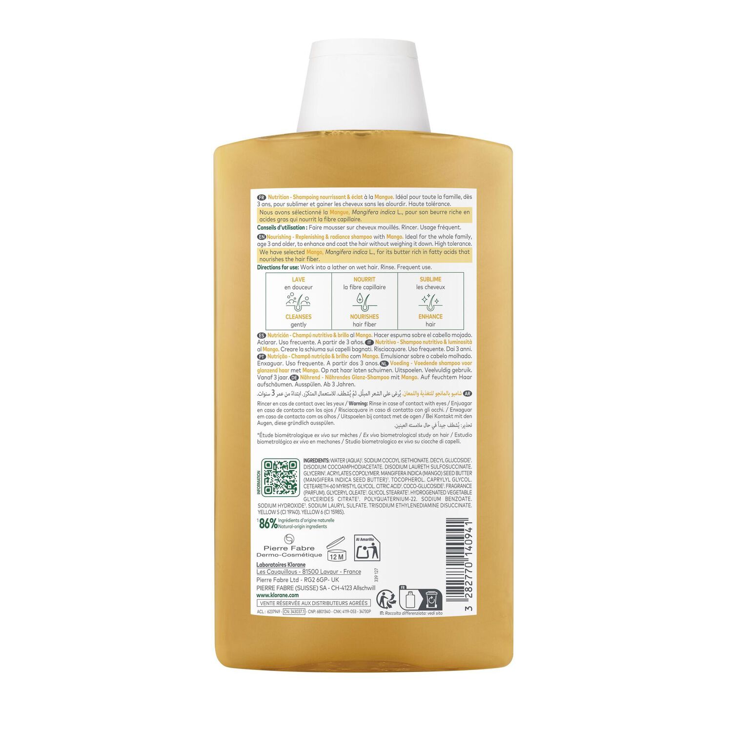 Shampoing  - Nutrition à la Mangue - Cheveux Secs
