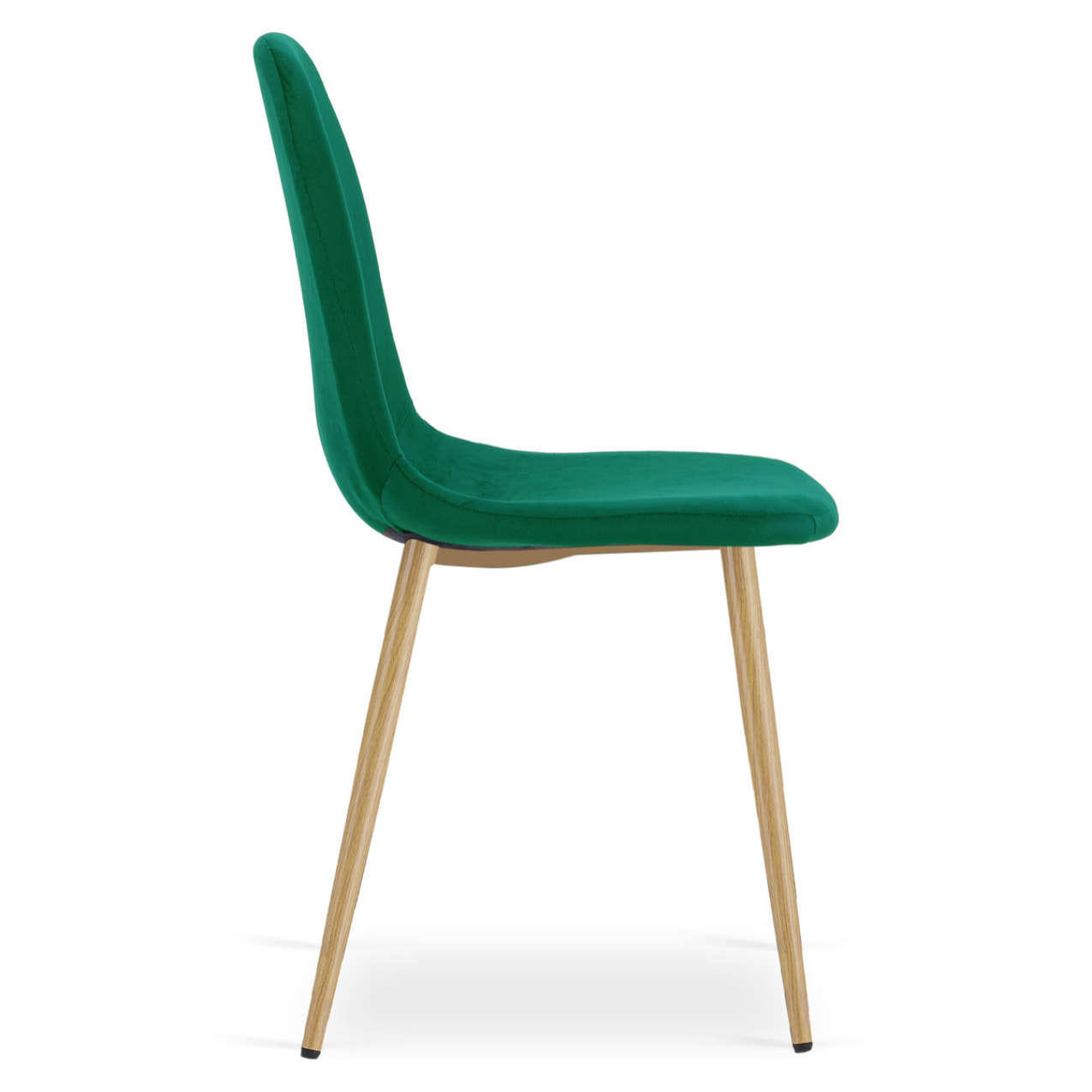 Sedia Padva in velluto verde con gambe effetto rovere