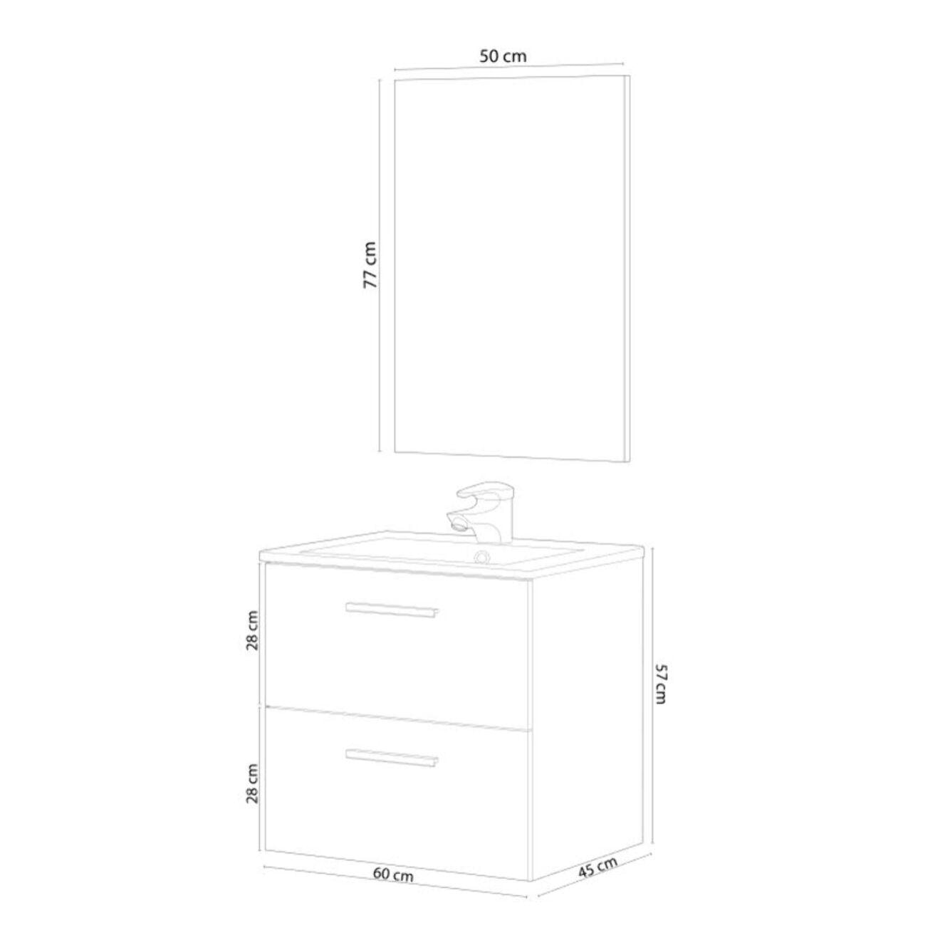 Mueble de baño Aruba 60 con espejo Roble Alaska