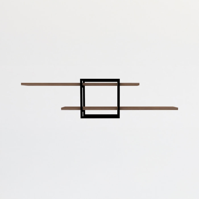 LULA - Etagère murale design - 2 rangements - bois et noir