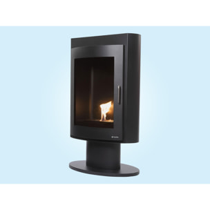 Estufa de etanol en acero negro con puerta de cristal templado SILENUS B FLAME PURLINE
