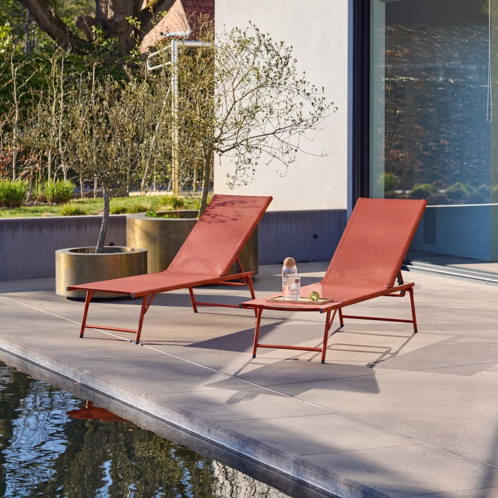 Bain de soleil acier textilène multi positions (lot de 2) TROPEA