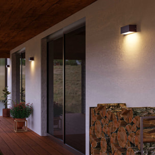 Forlight Ara aplique exterior rectangular marrón con led blanco cálido 3000K