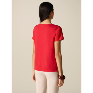 Oltre - T-shirt bimaterica - Rosso