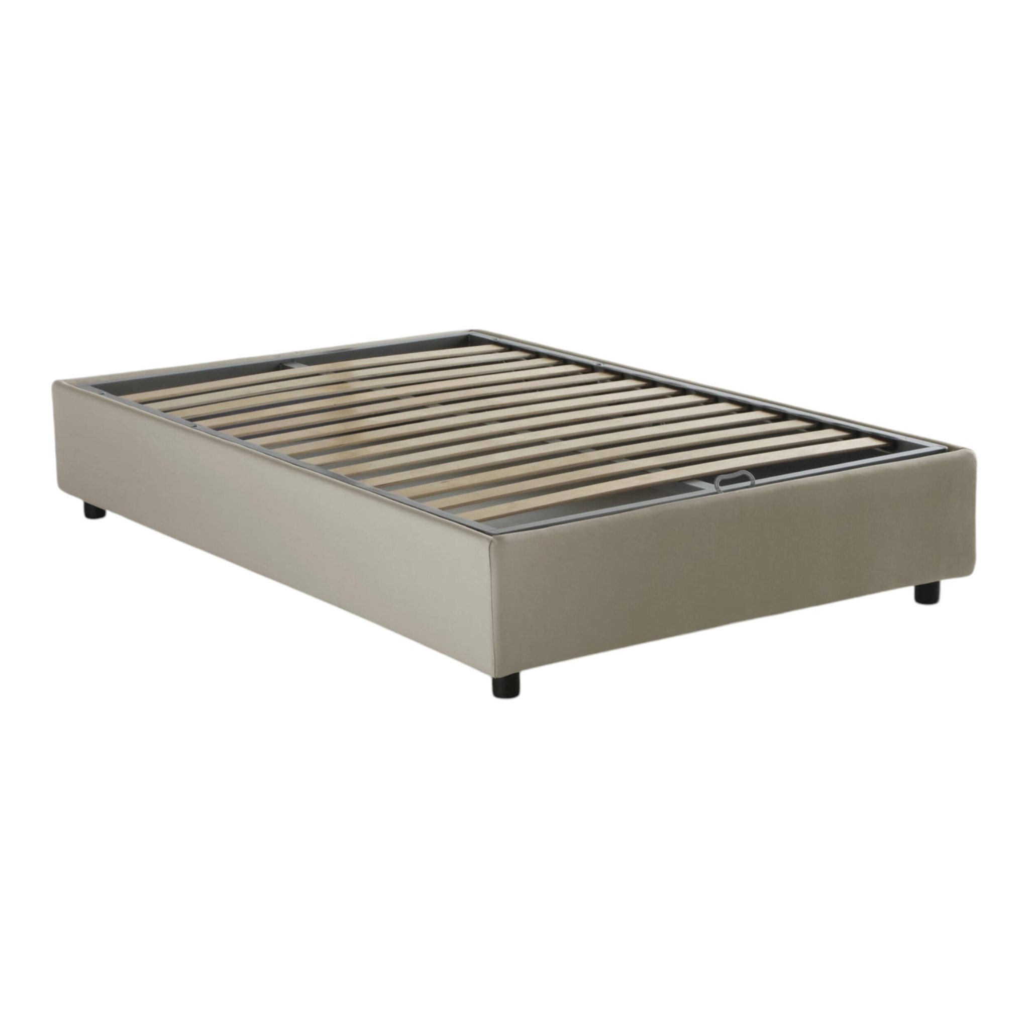 Letto piazza e mezza Abici, Letto contenitore con rivestimento in tessuto, 100% Made in Italy, Apertura frontale, con materasso Cm 120x200 incluso, Beige