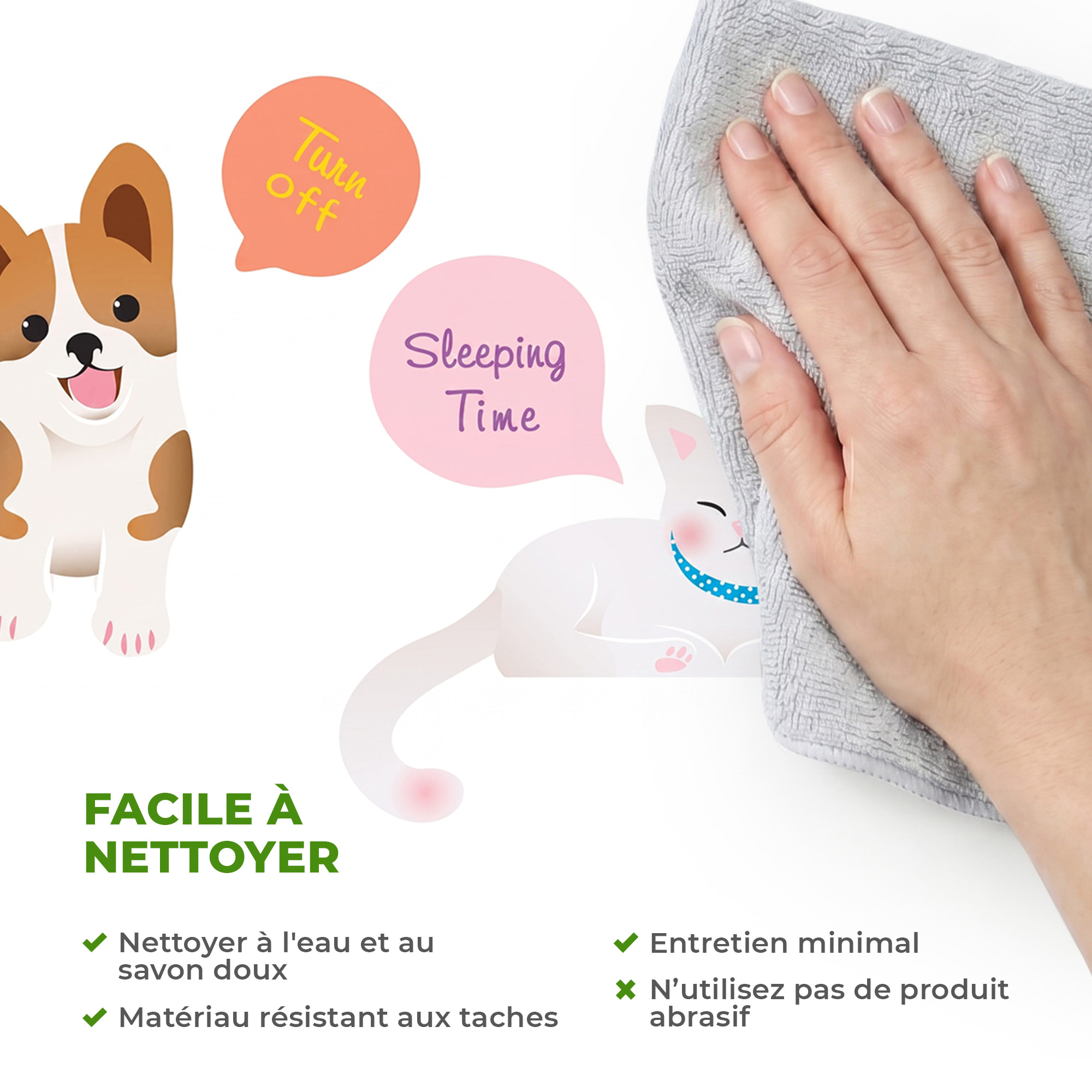 Stickers Muraux décoration adhésifs Prises Chien et Chats