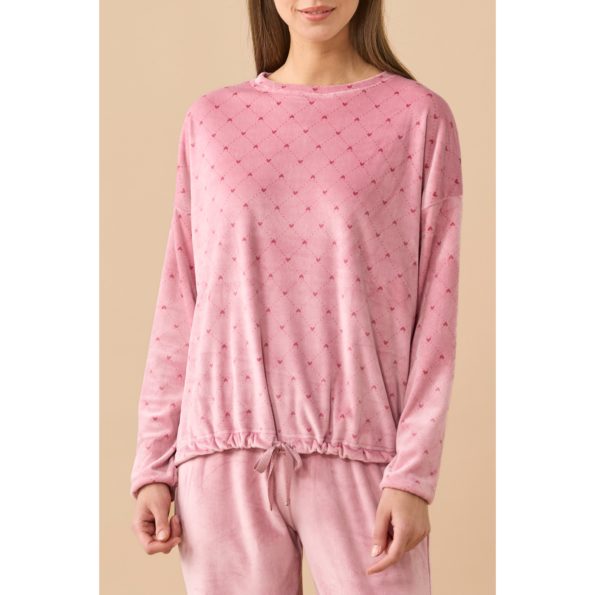 Completo donna ciniglia felpata - soft touch articolo cuori. Noidinotte