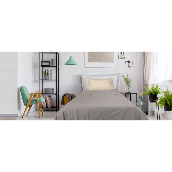 UNO CASA DESIGN Completo Letto Bice 25 Bicolor in Puro Cotone_Singolo_naturale