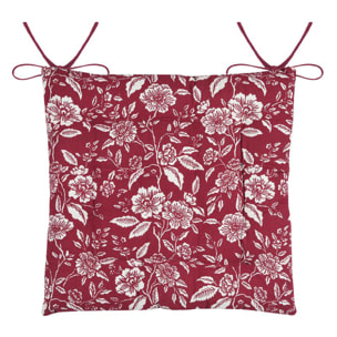 Galette de chaise motif fleurs - Rouge