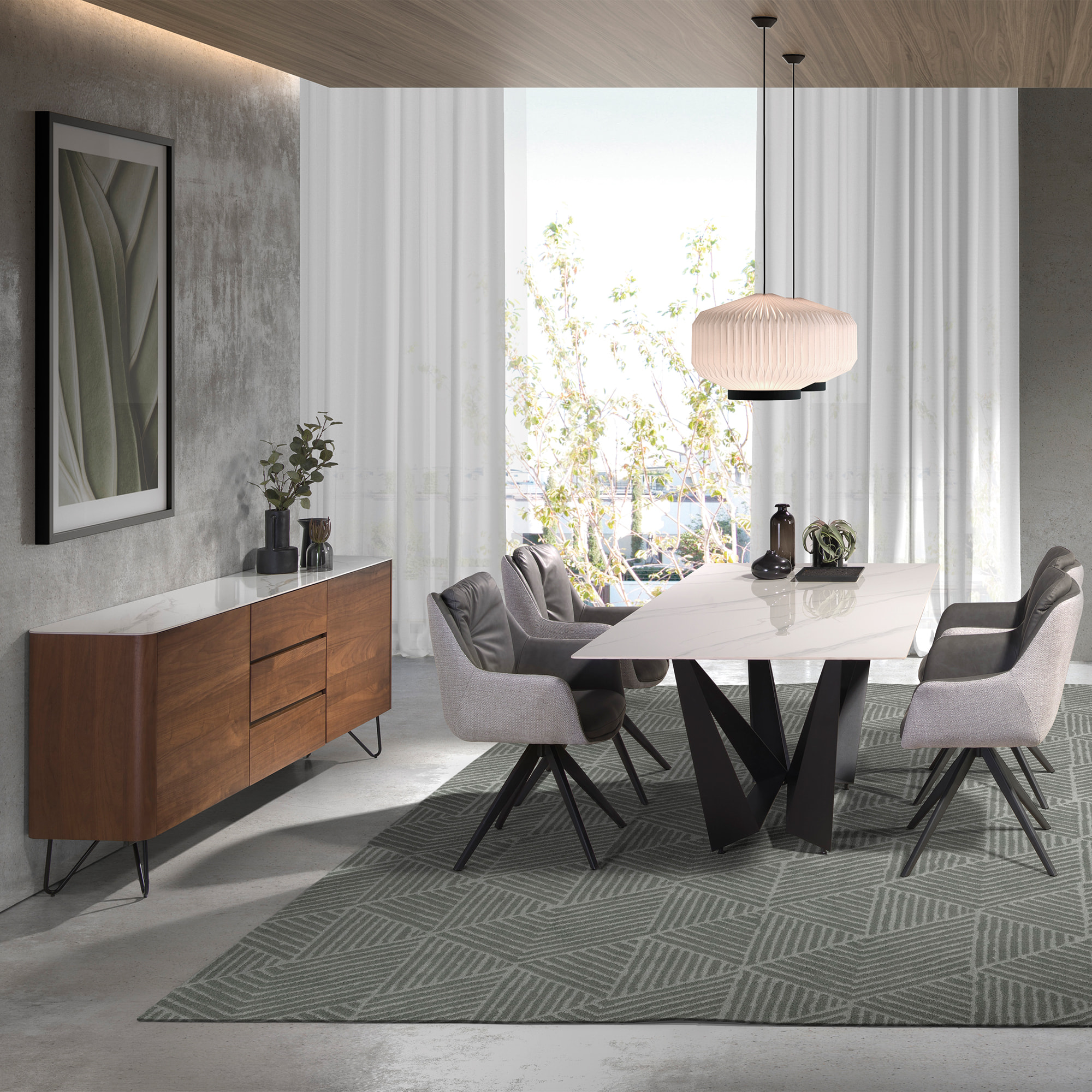 Aparador – Nogal y mármol blanco