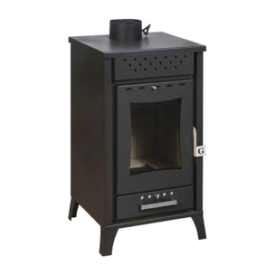 Olga - Stufa a legna 15 Kw 45,5x48,5xH91 cm, colore nero