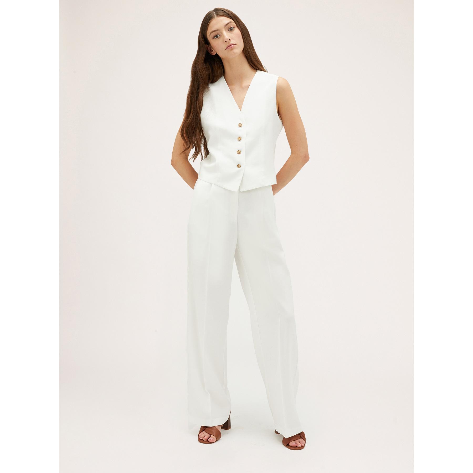 Motivi - Pantaloni palazzo con pinces - Bianco