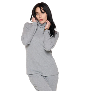 T-shirt da donna con collo a dolcevite a manica lunga in costina "Pearl"