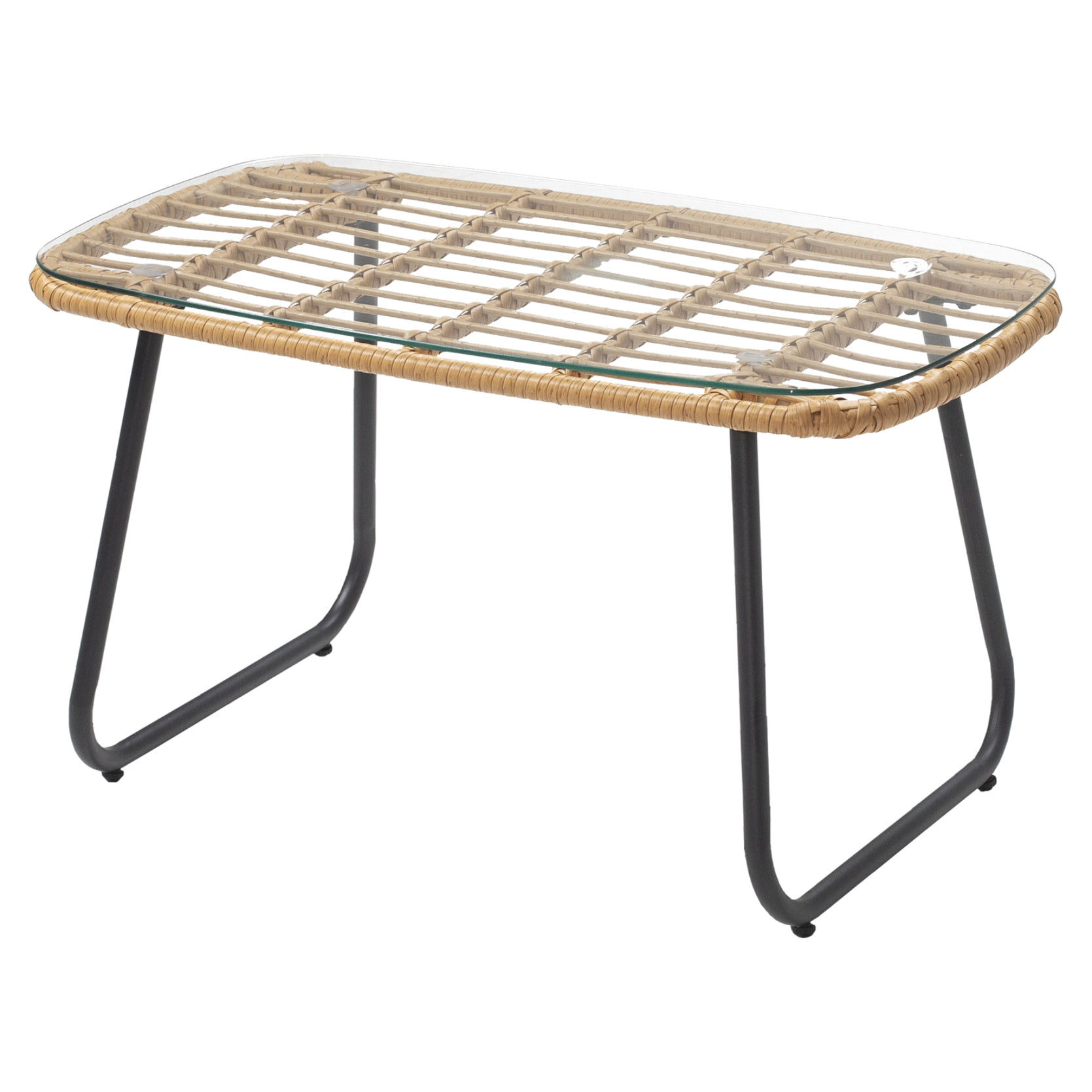 Salon de jardin TIGA en résine tressée 4 places - coussins gris