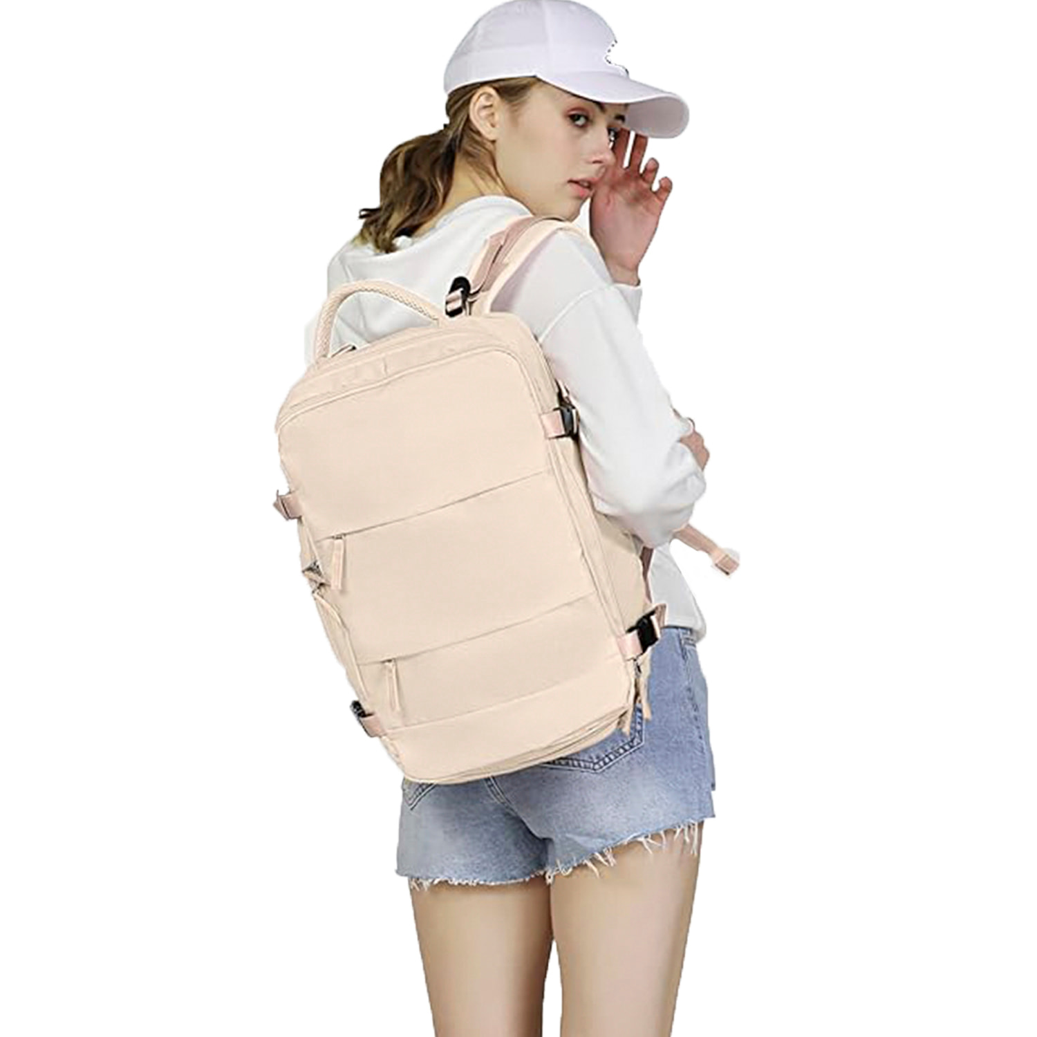 Zaino da cabina da viaggio di grande capacità con più scomparti (scarpe, abbigliamento, portatile).