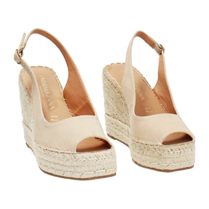 Zeppe donna beige in canvas