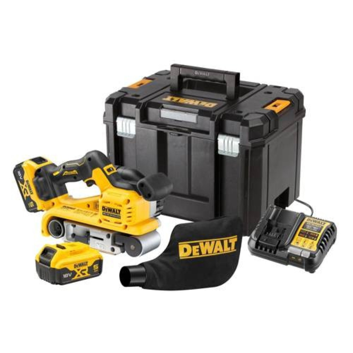 Ponceuse à bande XR 18V bruhless - DEWALT - avec 2 batteries 18V 5.0Ah - chargeur - DCW220P2-QW