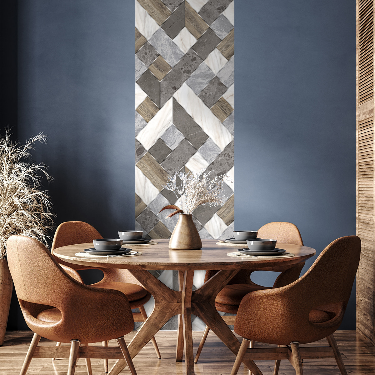 Papier peint intissé pré-encollé - MARBRE ET BOIS EN ROMPUS - 1 rouleau
