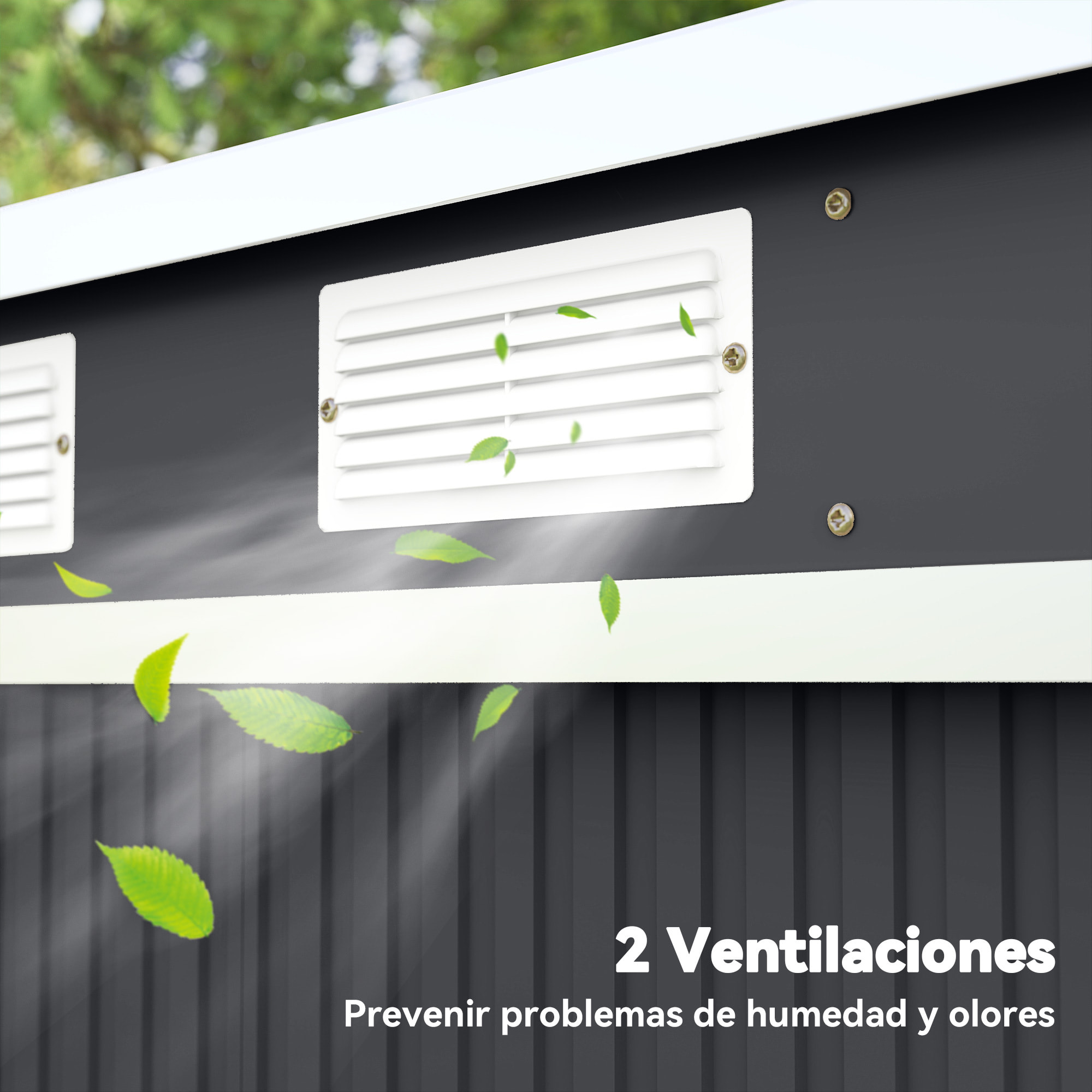 Caseta de Jardín Exterior 2,4 m², 213x130x172 cm, Cobertizo de Jardín Exterior Metálico con Puerta Corredera, Techo Inclinado, Base Refuerzo (Suelo NO Incluido) y 2 Ventanas, Gris Oscuro